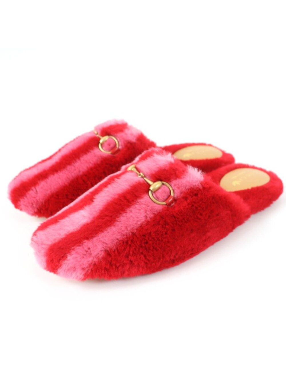 Gucci x Adidas Horsebit Fur Mules Red